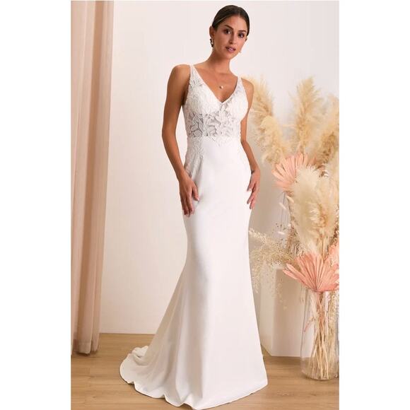 Remarkably Romantic White Sheer Mesh Beaded Maxi Dress Lulus Size XS - Picture 1 of 15
